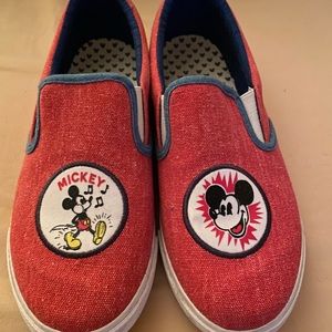 Disney Junk Food Mickey Mouse Red Denim Slip On Women’s Sneakers